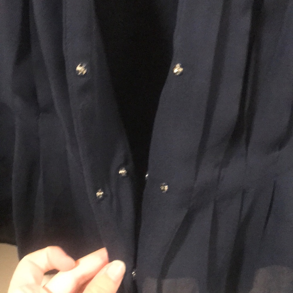 J.Crew Navy Pintuck Blouse - Picture 2 of 7